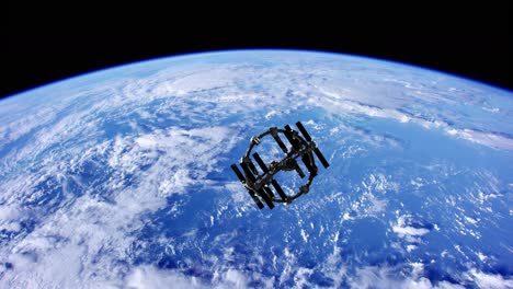 Estación-Espacial-Internacional-En-El-Espacio-Ultraterrestre-Sobre-El-Planeta-Tierra